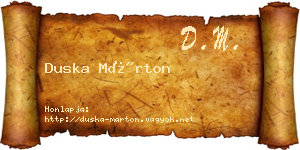 Duska Márton névjegykártya